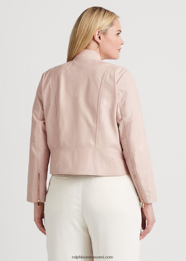 Ralph Lauren naiset lampaannahkainen mototakki 0Z24ZR4602 vaalea pinkki