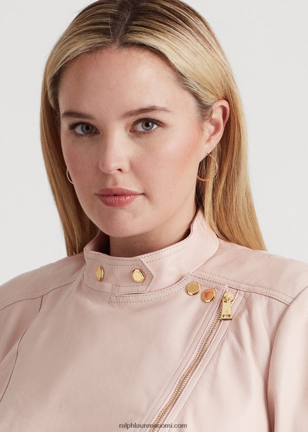 Ralph Lauren naiset lampaannahkainen mototakki 0Z24ZR4602 vaalea pinkki