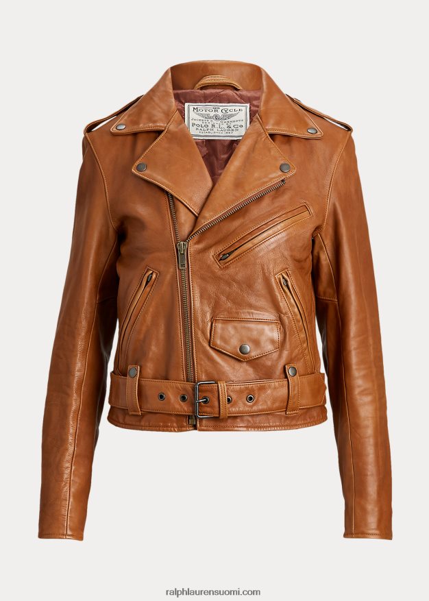 Ralph Lauren naiset lampaannahkainen mototakki 0Z24ZR9260 kaneli