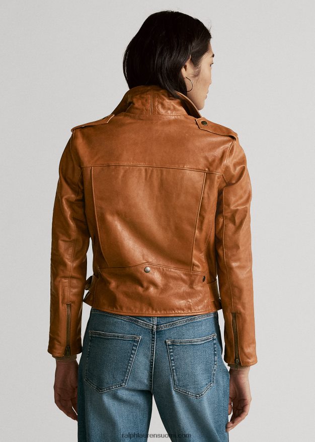 Ralph Lauren naiset lampaannahkainen mototakki 0Z24ZR9260 kaneli
