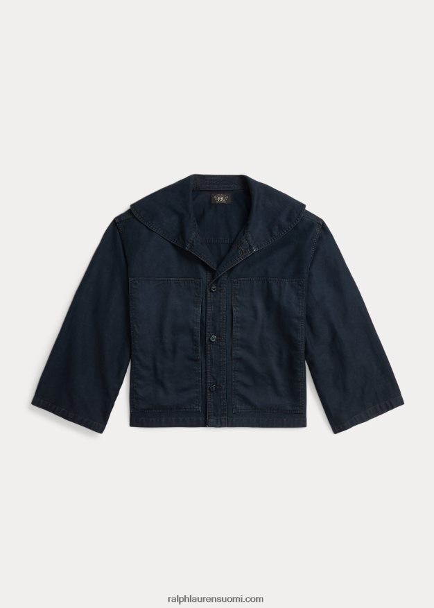 Ralph Lauren naiset leikattu puuvilla-pellavatakki 0Z24ZR3675 tumma indigo