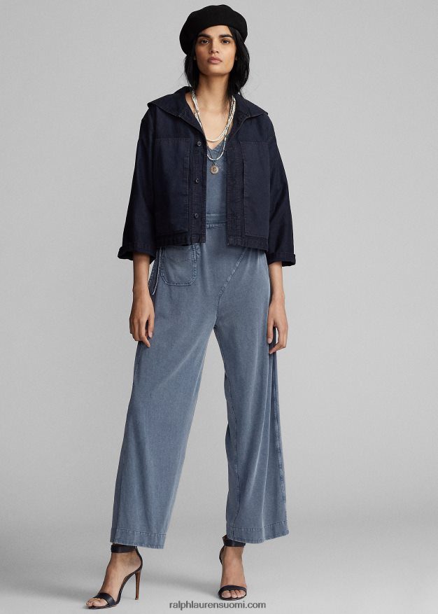 Ralph Lauren naiset leikattu puuvilla-pellavatakki 0Z24ZR3675 tumma indigo