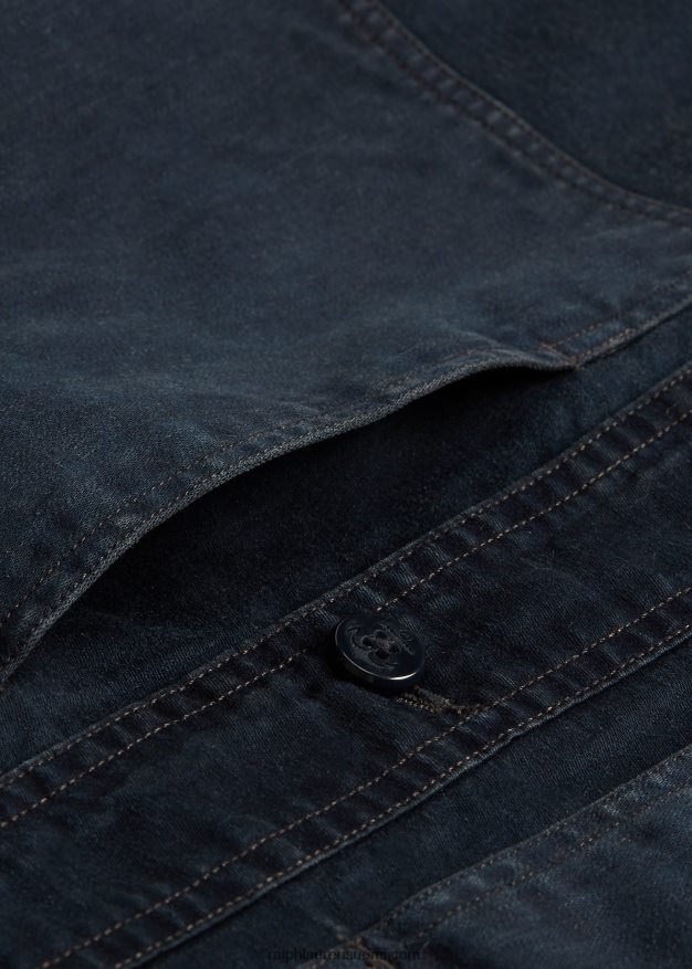 Ralph Lauren naiset leikattu puuvilla-pellavatakki 0Z24ZR3675 tumma indigo