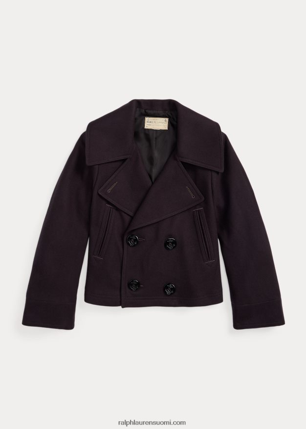 Ralph Lauren naiset leikattu villasekoite melton peatakki 0Z24ZR3672 laivasto