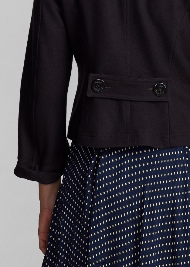 Ralph Lauren naiset leikattu villasekoite melton peatakki 0Z24ZR3672 laivasto