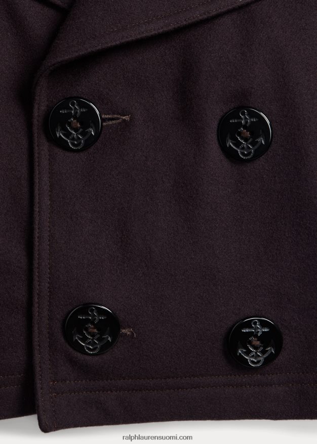 Ralph Lauren naiset leikattu villasekoite melton peatakki 0Z24ZR3672 laivasto