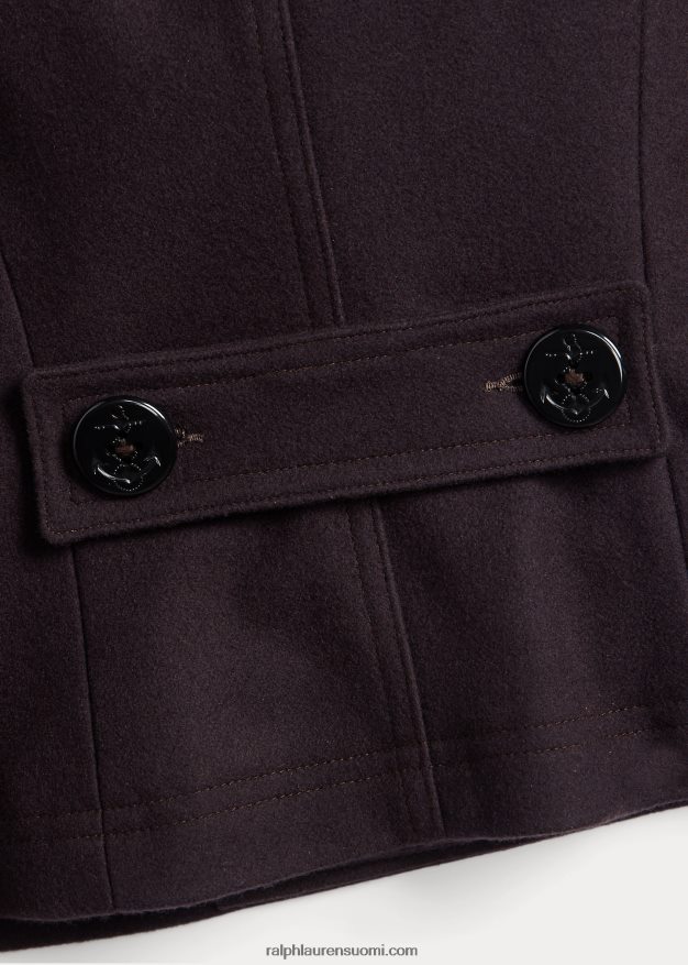 Ralph Lauren naiset leikattu villasekoite melton peatakki 0Z24ZR3672 laivasto