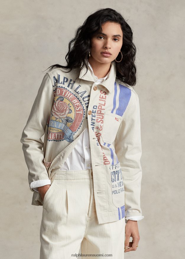 Ralph Lauren naiset logograafinen kangastakki 0Z24ZR3218 marscapone kerma