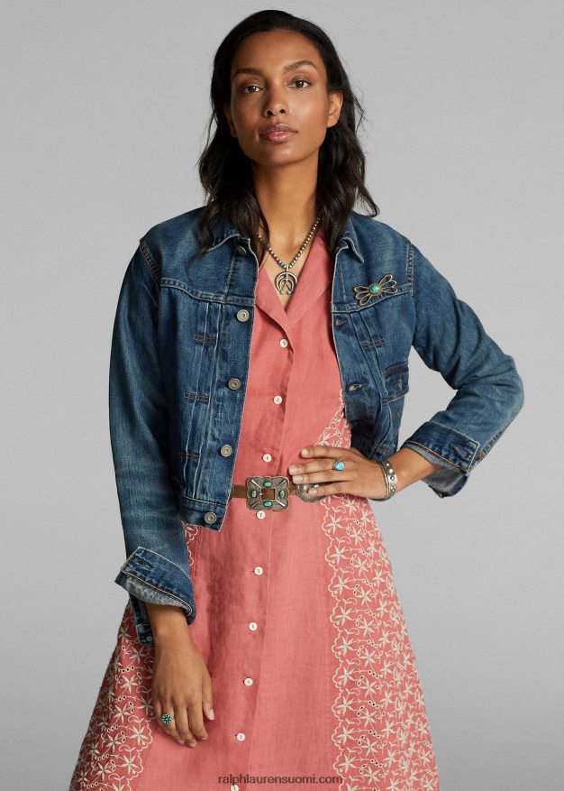 Ralph Lauren naiset lyhennetty farkkutakki 0Z24ZR3680 kenneyn pesu