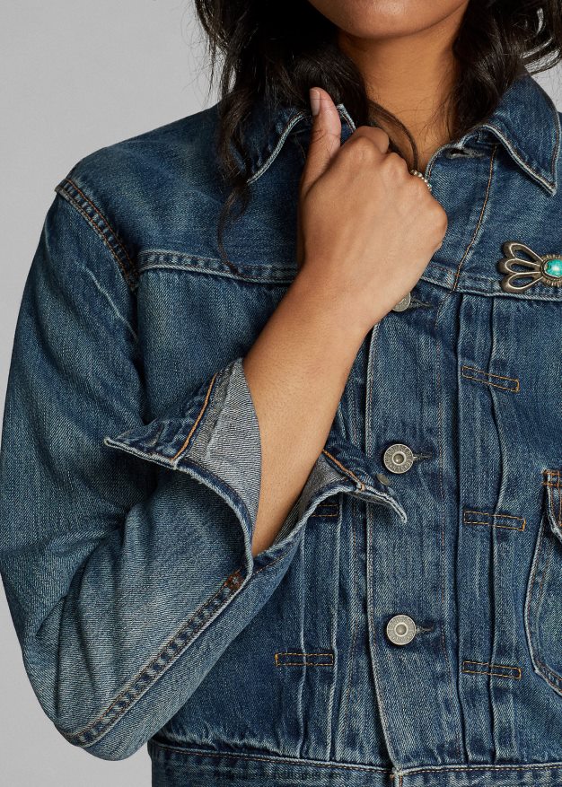 Ralph Lauren naiset lyhennetty farkkutakki 0Z24ZR3680 kenneyn pesu