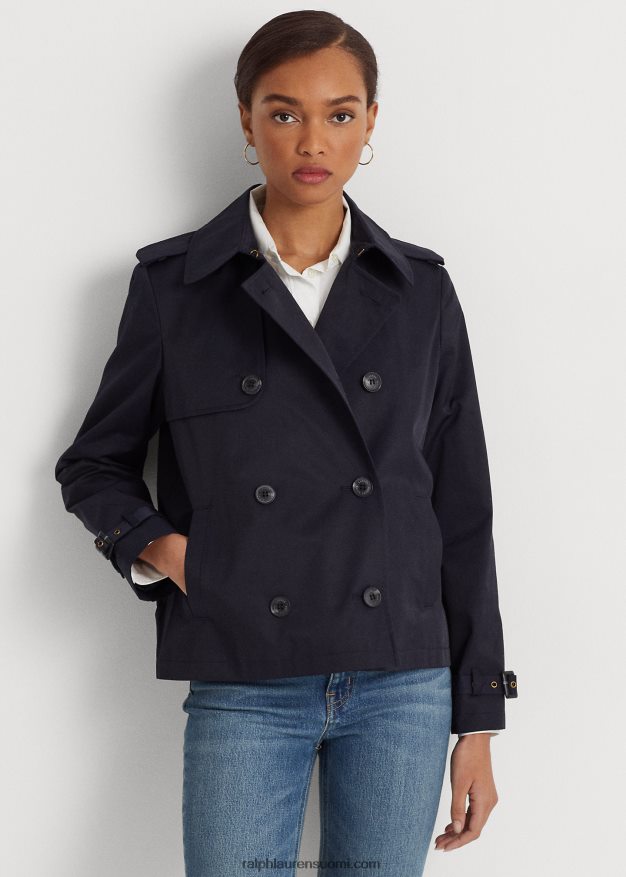 Ralph Lauren naiset lyhyt kaksirivinen trenssitakki 0Z24ZR4123 tumma laivasto