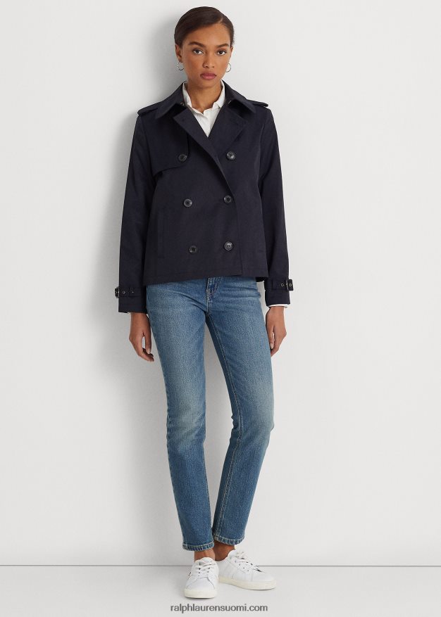 Ralph Lauren naiset lyhyt kaksirivinen trenssitakki 0Z24ZR4123 tumma laivasto