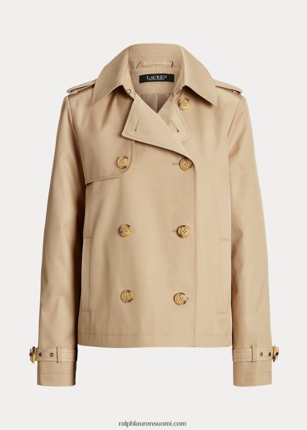 Ralph Lauren naiset lyhyt kaksirivinen trenssitakki 0Z24ZR4457 koivunrusketus