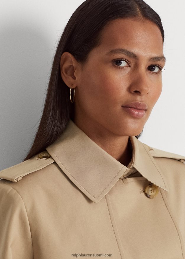 Ralph Lauren naiset lyhyt kaksirivinen trenssitakki 0Z24ZR4457 koivunrusketus