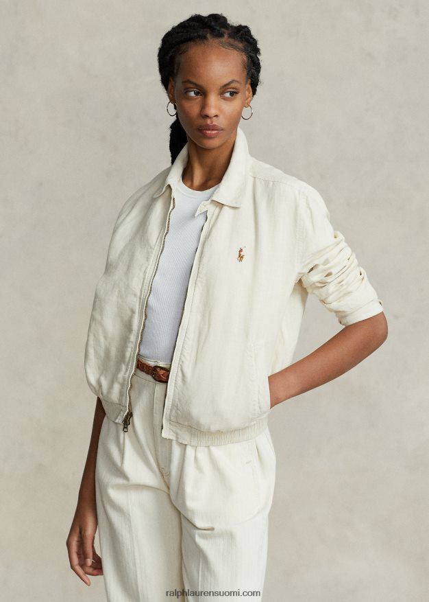 Ralph Lauren naiset pellava tuulitakki 0Z24ZR2933 kuori