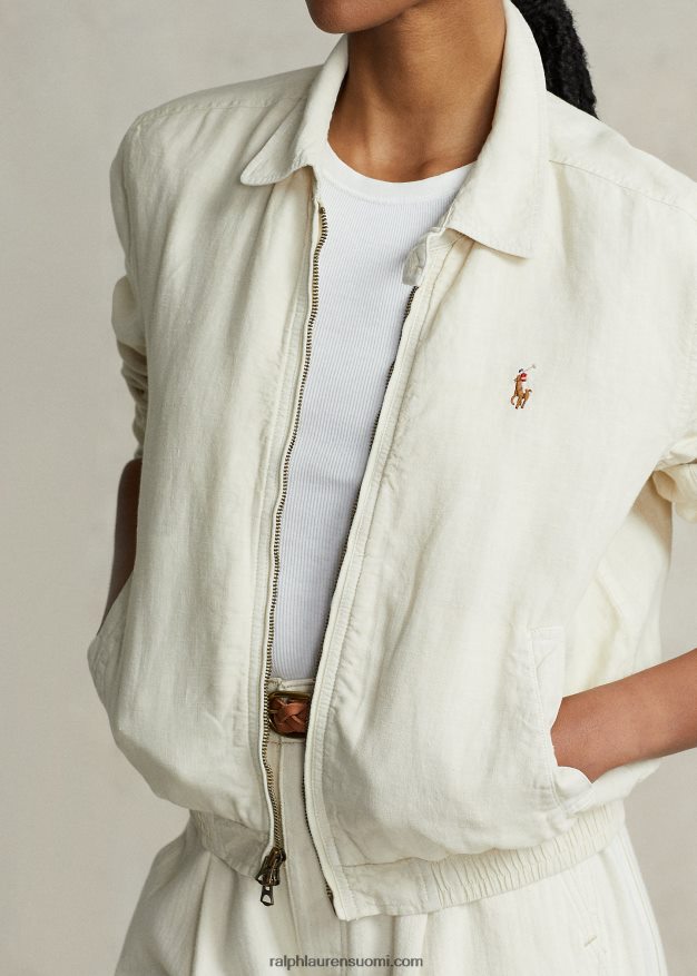Ralph Lauren naiset pellava tuulitakki 0Z24ZR2933 kuori