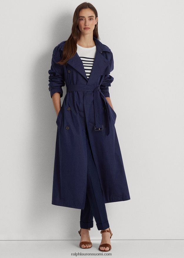 Ralph Lauren naiset puuvillasekoitettu twill-trenssitakki 0Z24ZR9574 hienostunut laivasto