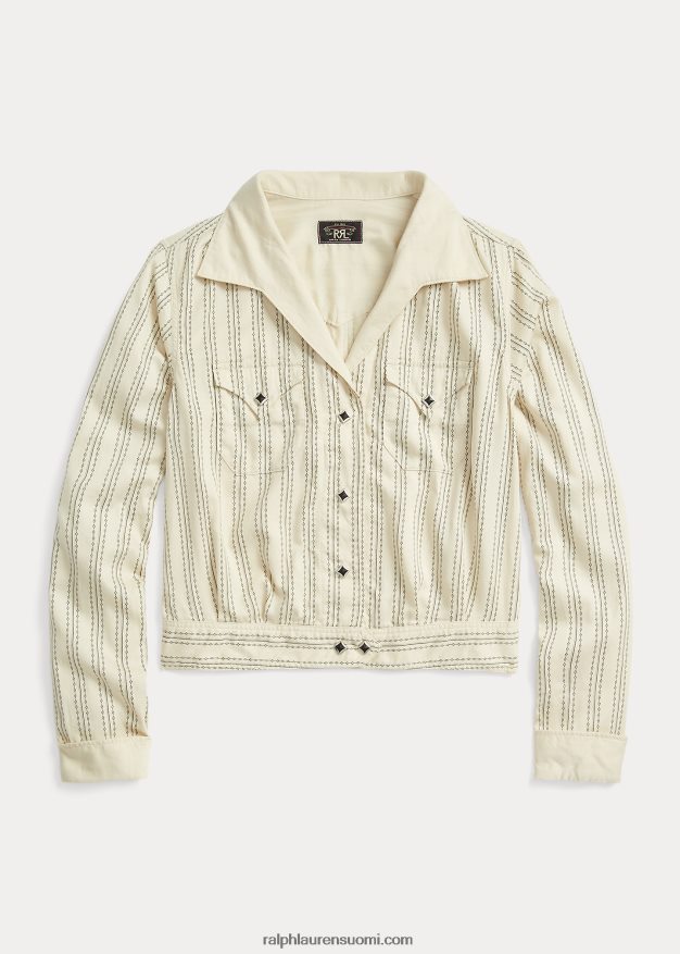 Ralph Lauren naiset raidallinen satiini länsimainen takki 0Z24ZR3634 kerma/musta