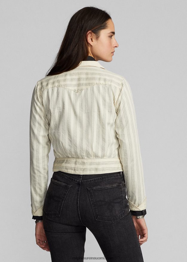 Ralph Lauren naiset raidallinen satiini länsimainen takki 0Z24ZR3634 kerma/musta