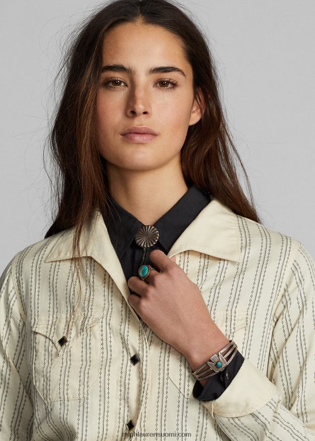 Ralph Lauren naiset raidallinen satiini länsimainen takki 0Z24ZR3634 kerma/musta