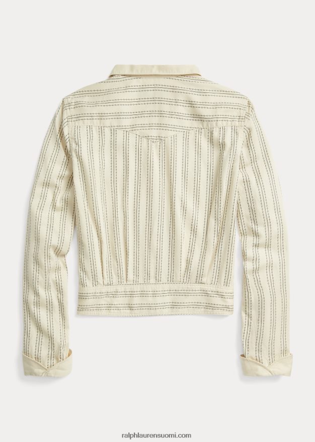 Ralph Lauren naiset raidallinen satiini länsimainen takki 0Z24ZR3634 kerma/musta