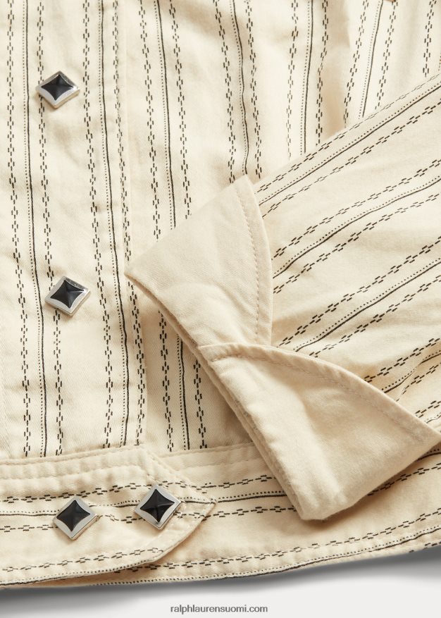 Ralph Lauren naiset raidallinen satiini länsimainen takki 0Z24ZR3634 kerma/musta