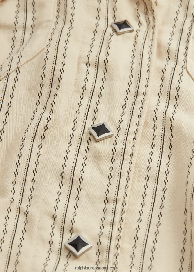 Ralph Lauren naiset raidallinen satiini länsimainen takki 0Z24ZR3634 kerma/musta