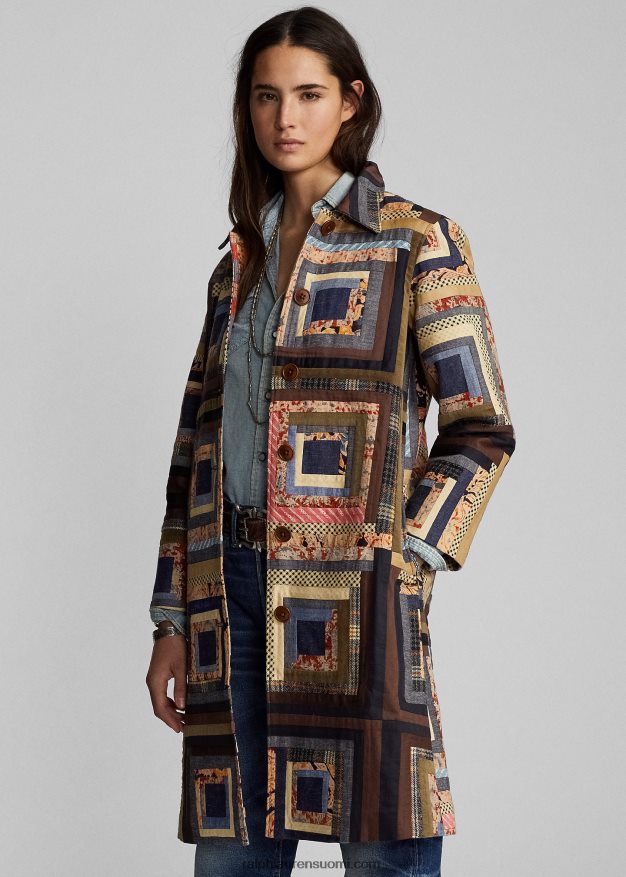 Ralph Lauren naiset rajoitetun erän tilkkutakki 0Z24ZR3656 punainen/rusketus moni