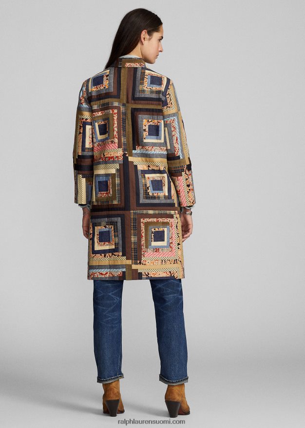 Ralph Lauren naiset rajoitetun erän tilkkutakki 0Z24ZR3656 punainen/rusketus moni