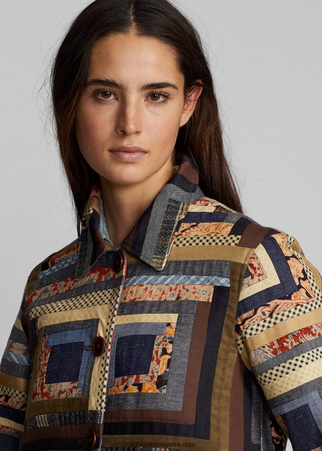 Ralph Lauren naiset rajoitetun erän tilkkutakki 0Z24ZR3656 punainen/rusketus moni