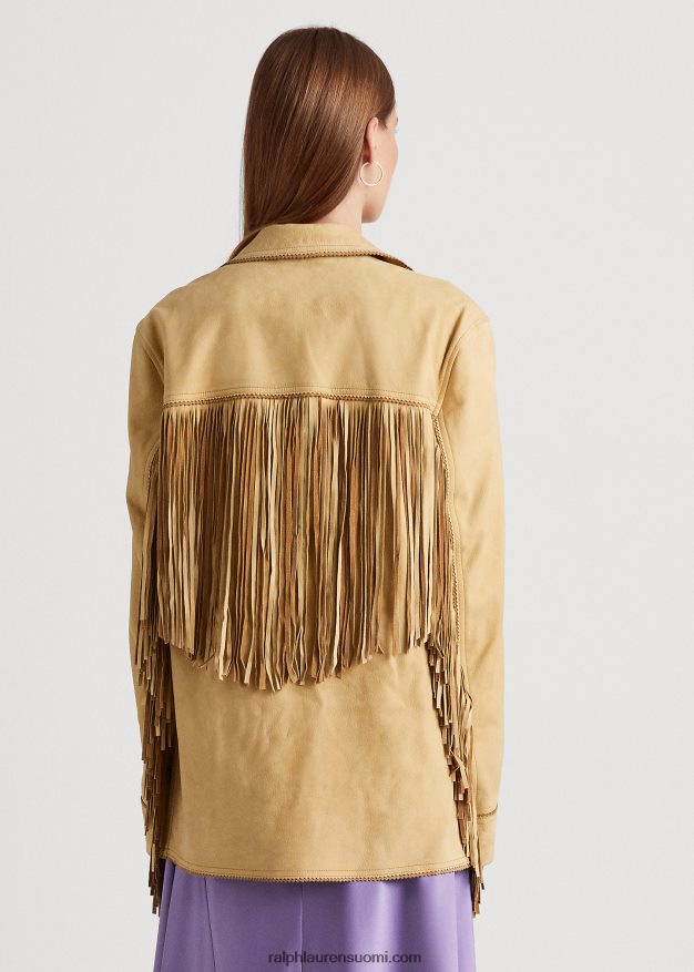 Ralph Lauren naiset reunusreunattu mokkanahkatakki 0Z24ZR9514 dyynirusketus