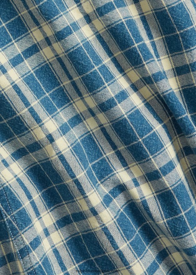 Ralph Lauren naiset ruudullinen puuvilla-pellavatakki 0Z24ZR3638 indigo/kerma