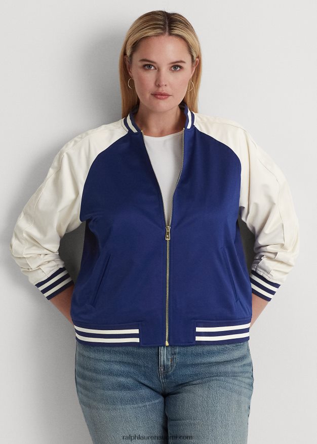 Ralph Lauren naiset satiini bomber-takki 0Z24ZR4622 hienostunut laivasto/kerma