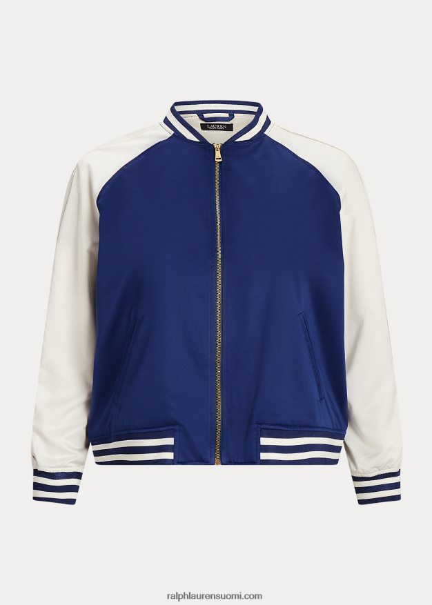 Ralph Lauren naiset satiini bomber-takki 0Z24ZR4622 hienostunut laivasto/kerma