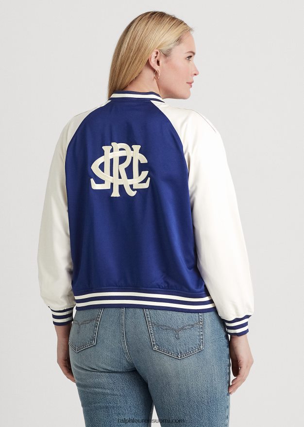 Ralph Lauren naiset satiini bomber-takki 0Z24ZR4622 hienostunut laivasto/kerma