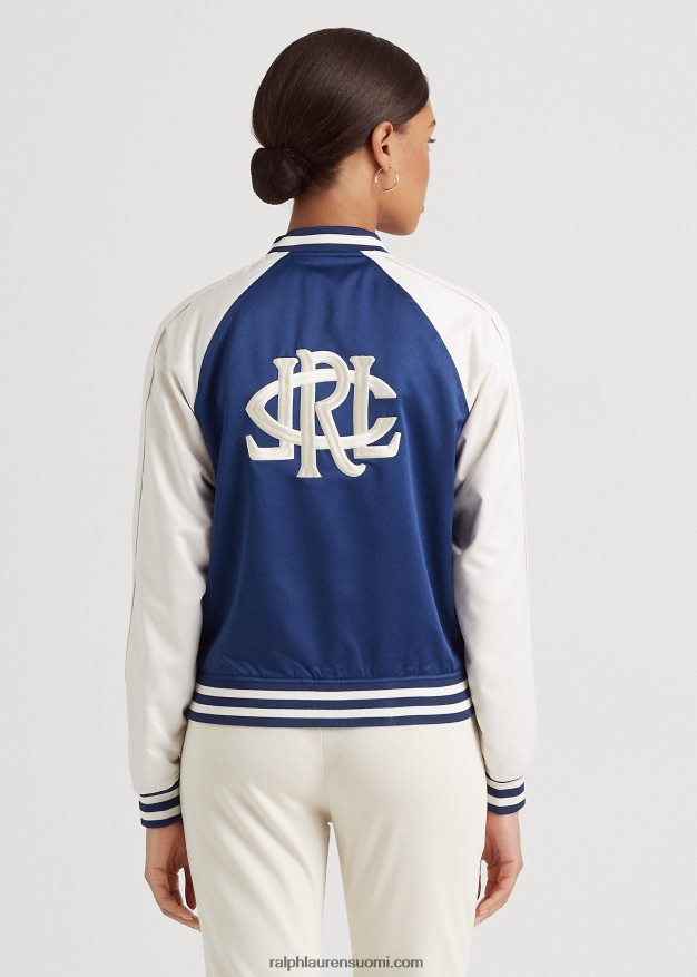 Ralph Lauren naiset satiini bomber-takki 0Z24ZR9476 hienostunut laivasto/kerma