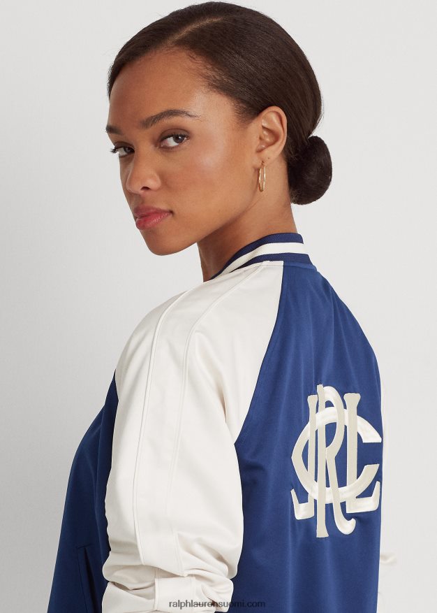 Ralph Lauren naiset satiini bomber-takki 0Z24ZR9476 hienostunut laivasto/kerma