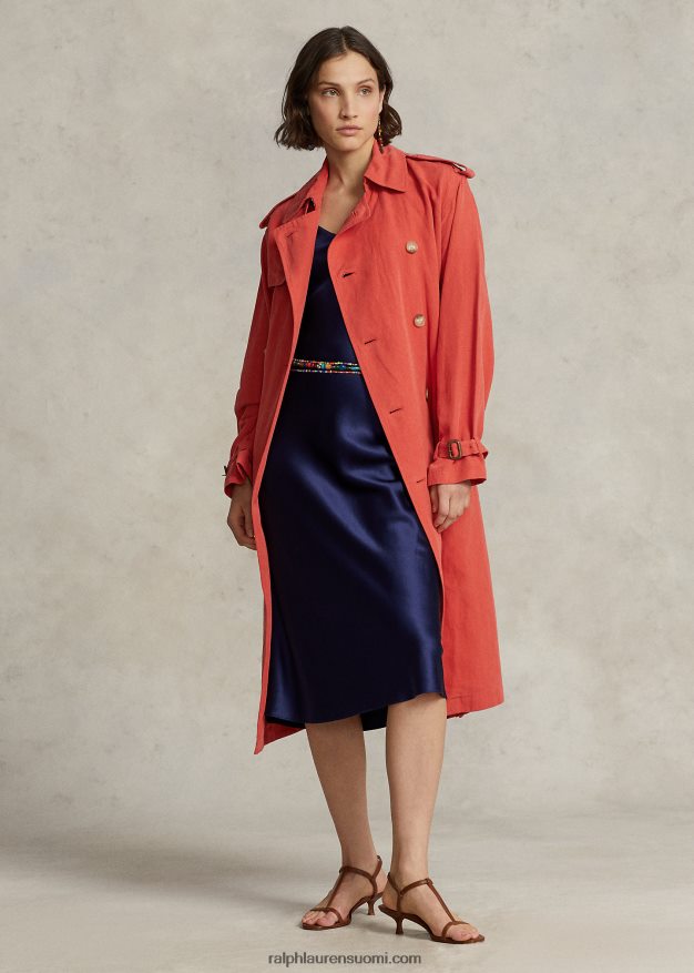 Ralph Lauren naiset silkkisekoitettu trenssitakki 0Z24ZR3131 kona appelsiini