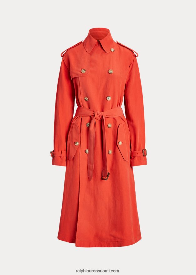 Ralph Lauren naiset silkkisekoitettu trenssitakki 0Z24ZR3131 kona appelsiini