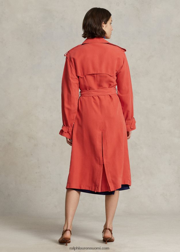 Ralph Lauren naiset silkkisekoitettu trenssitakki 0Z24ZR3131 kona appelsiini