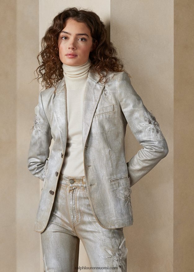 Ralph Lauren naiset skye kukkainen takki 0Z24ZR3556 päällystetty hopea kukka