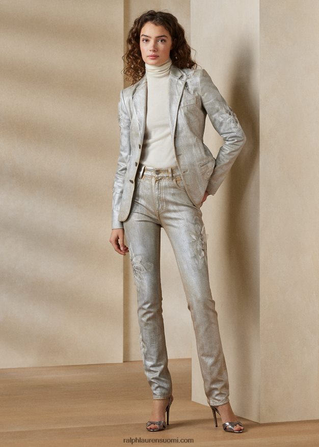 Ralph Lauren naiset skye kukkainen takki 0Z24ZR3556 päällystetty hopea kukka