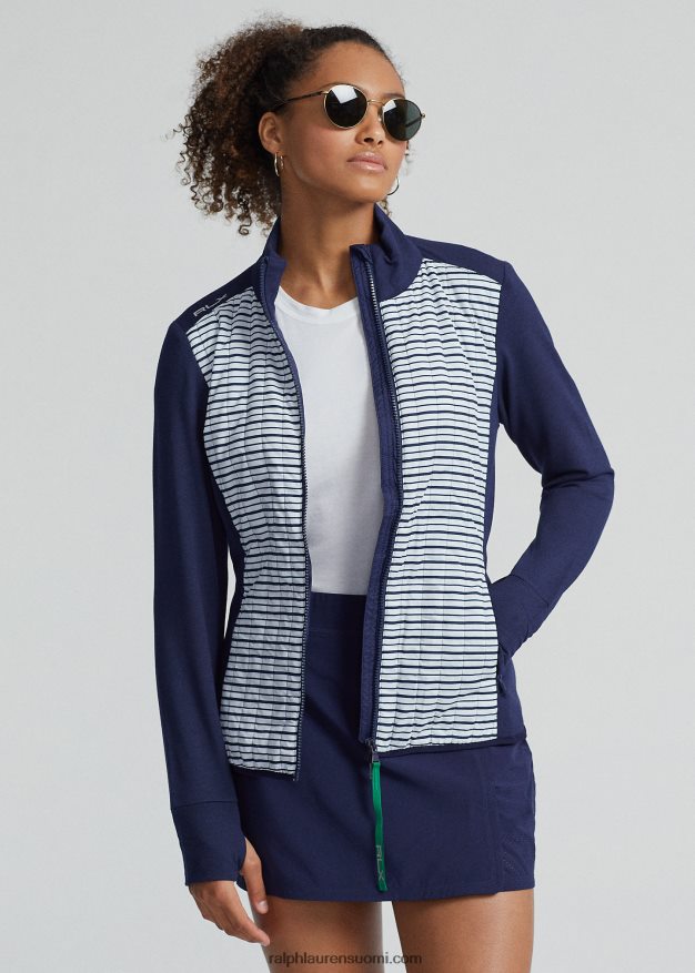 Ralph Lauren naiset tikattu hybridi vetoketjullinen takki 0Z24ZR9403 hienostunut laivasto/valkoinen