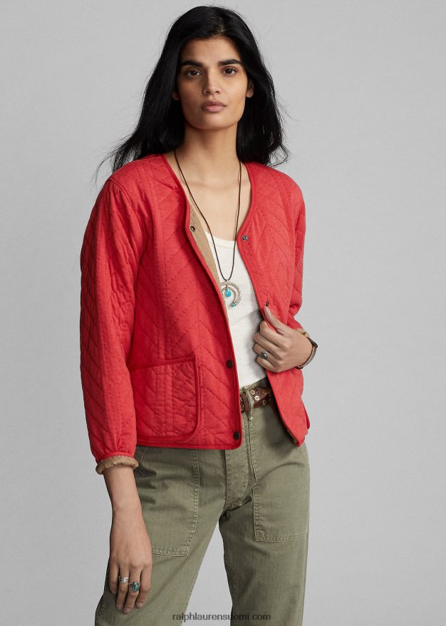 Ralph Lauren naiset tikattu jersey-vuoritakki 0Z24ZR3635 punainen