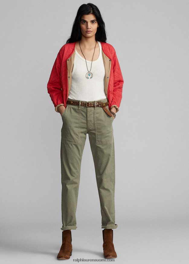 Ralph Lauren naiset tikattu jersey-vuoritakki 0Z24ZR3635 punainen