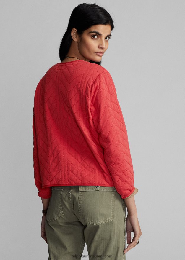 Ralph Lauren naiset tikattu jersey-vuoritakki 0Z24ZR3635 punainen