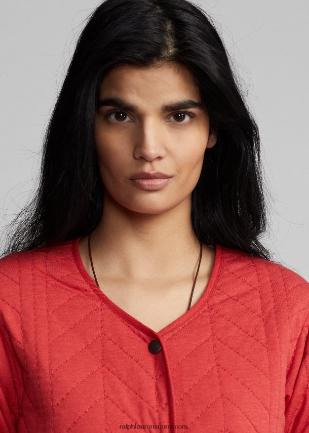 Ralph Lauren naiset tikattu jersey-vuoritakki 0Z24ZR3635 punainen