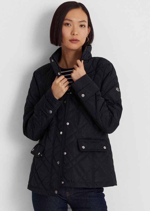 Ralph Lauren naiset tikattu mockneck-takki 0Z24ZR4460 tumma laivasto