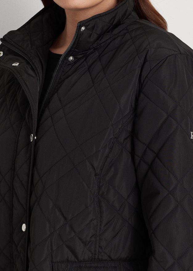 Ralph Lauren naiset tikattu mockneck-takki 0Z24ZR4706 musta