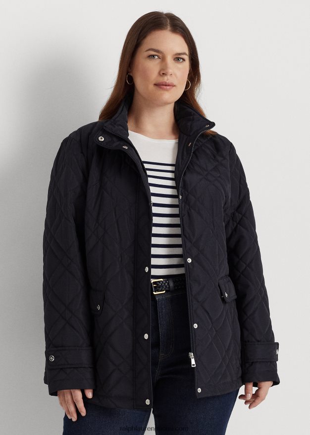 Ralph Lauren naiset tikattu mockneck-takki 0Z24ZR4707 tumma laivasto